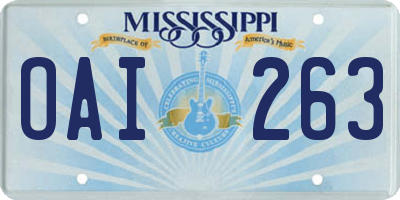 MS license plate OAI263