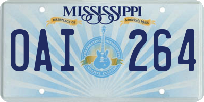 MS license plate OAI264