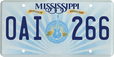MS license plate OAI266