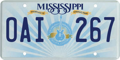 MS license plate OAI267