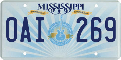 MS license plate OAI269