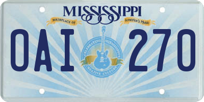 MS license plate OAI270