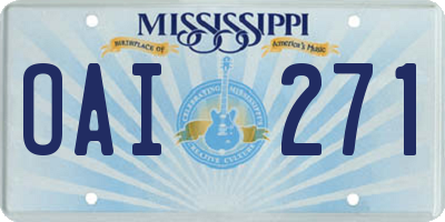 MS license plate OAI271