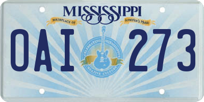 MS license plate OAI273