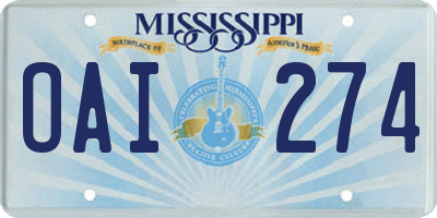 MS license plate OAI274