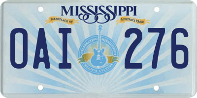MS license plate OAI276
