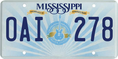 MS license plate OAI278