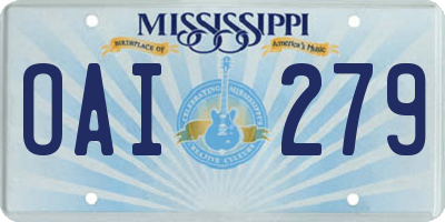 MS license plate OAI279