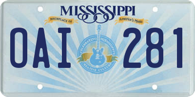 MS license plate OAI281