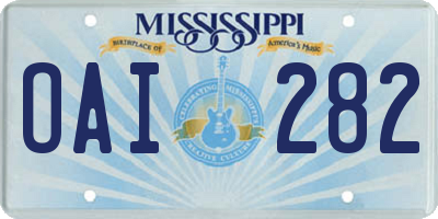 MS license plate OAI282