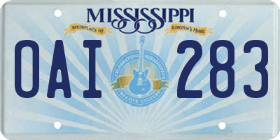 MS license plate OAI283
