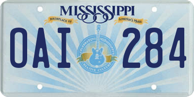 MS license plate OAI284