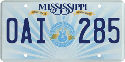 MS license plate OAI285