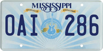 MS license plate OAI286