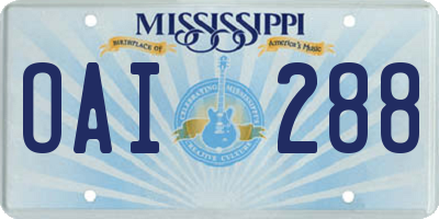MS license plate OAI288