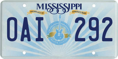MS license plate OAI292