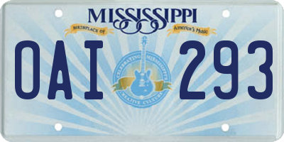 MS license plate OAI293