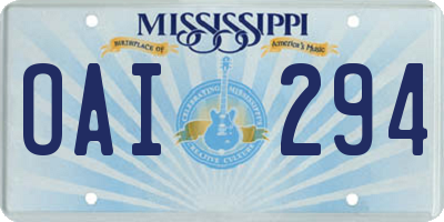 MS license plate OAI294