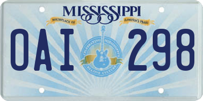 MS license plate OAI298