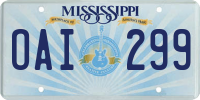 MS license plate OAI299