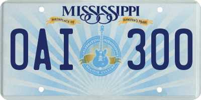 MS license plate OAI300