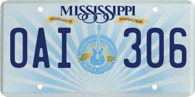 MS license plate OAI306