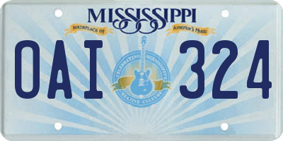 MS license plate OAI324