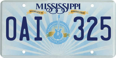 MS license plate OAI325