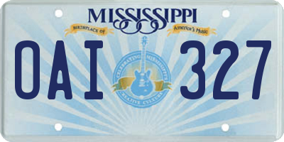 MS license plate OAI327