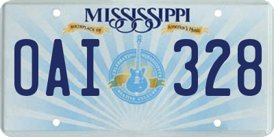 MS license plate OAI328