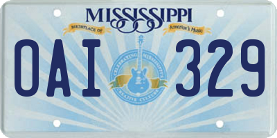 MS license plate OAI329