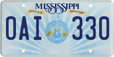MS license plate OAI330