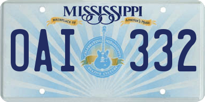 MS license plate OAI332