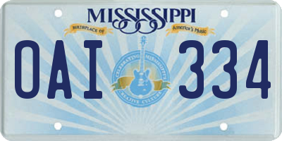 MS license plate OAI334