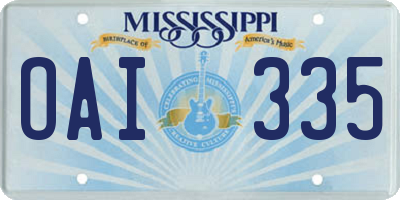 MS license plate OAI335