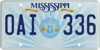 MS license plate OAI336