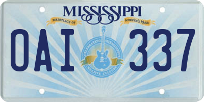 MS license plate OAI337