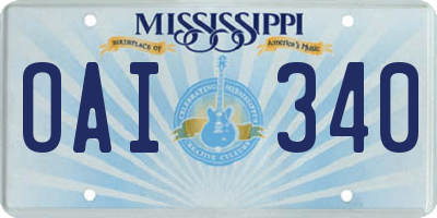 MS license plate OAI340
