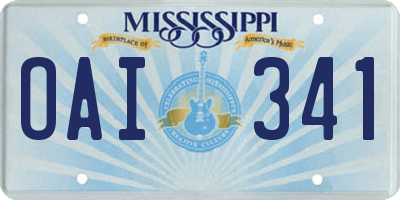 MS license plate OAI341