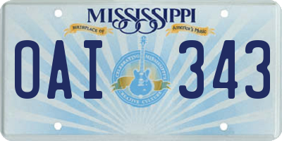 MS license plate OAI343