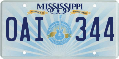 MS license plate OAI344
