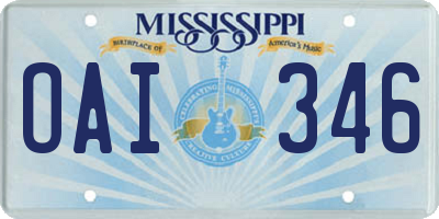 MS license plate OAI346