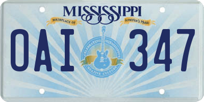 MS license plate OAI347