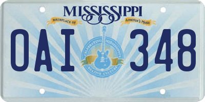 MS license plate OAI348