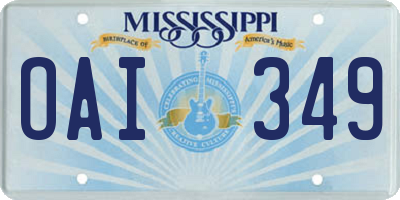MS license plate OAI349