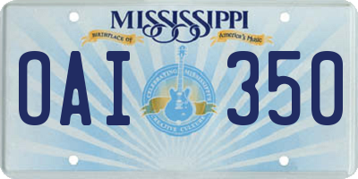 MS license plate OAI350