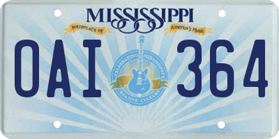 MS license plate OAI364