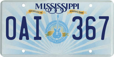 MS license plate OAI367