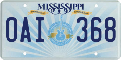 MS license plate OAI368