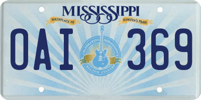MS license plate OAI369